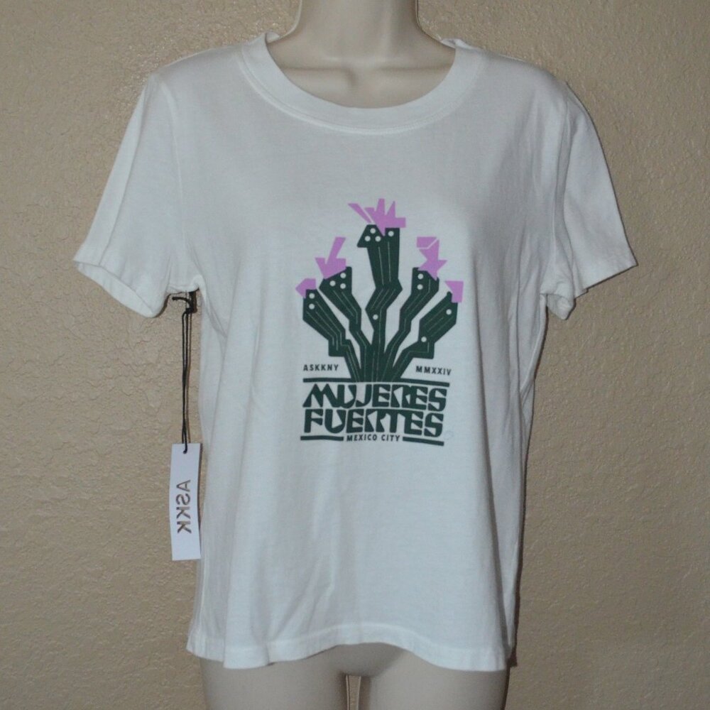 NWT $114 Sz M ASKK NY Mexico City MUJERES FUERTES "Strong Women" T-Shirt Tee